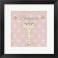 Framed Vintage Bath VII Fleur Pink