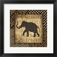 African Wild Elephant Border Framed Print
