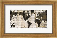 Framed Crate World Map Neutral