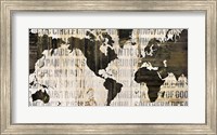 Framed Crate World Map Neutral