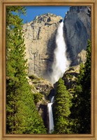 Framed Upper and Lower Yosemite Falls, Merced River, Yosemite NP, California