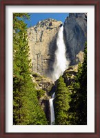 Framed Upper and Lower Yosemite Falls, Merced River, Yosemite NP, California