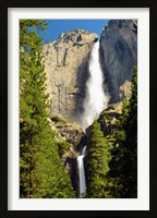 Framed Upper and Lower Yosemite Falls, Merced River, Yosemite NP, California