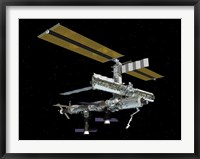 Framed Computer Generated View of the International Space Station against the Blackness of Space