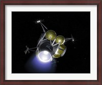 Framed Concept of a Crew Blasting off from the Moon's Surface in a Portion of a LunarLlander