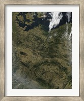 Framed Satellite view of North Central Europe