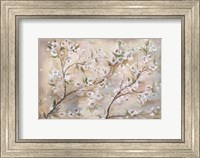 Framed Cherry Blossoms Taupe Landscape