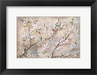 Framed Cherry Blossoms Taupe Landscape