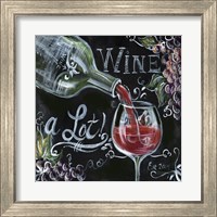 Framed 'Chalkboard Wine I' border=