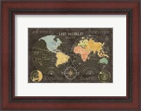 Framed Old World Journey Map Black