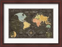 Framed Old World Journey Map Black