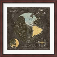 Framed Old World Journey Map Black I