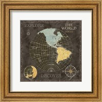 Framed Old World Journey Map Black I