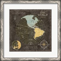 Framed Old World Journey Map Black I