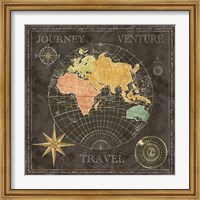 Framed Old World Journey Map Black II