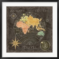 Framed Old World Journey Map Black II