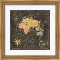 Framed Old World Journey Map Black II