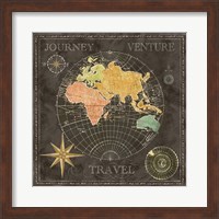 Framed Old World Journey Map Black II