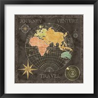 Old World Journey Map Black II Framed Print