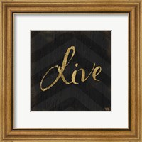 Framed 'Chevron Sentiments Gold Heart Trio I' border=