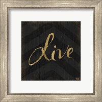 Framed 'Chevron Sentiments Gold Heart Trio I' border=