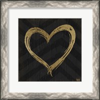 Framed 'Chevron Sentiments Gold Heart Trio II' border=