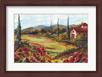 Framed Tuscan Poppy Landscape