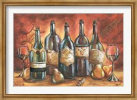 Framed Red and Gold Wine Landscape