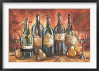 Framed Red and Gold Wine Landscape