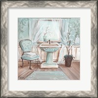 Framed Aqua Blossom Bath I