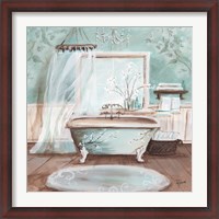 Framed Aqua Blossom Bath II