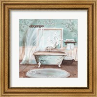 Framed Aqua Blossom Bath II