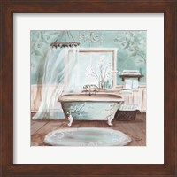 Framed Aqua Blossom Bath II