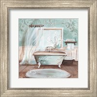 Framed Aqua Blossom Bath II