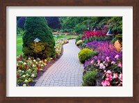 Framed Path and Flower Beds in Butchart Gardens, Victoria, British Columbia, Canada