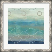 Framed Abstract Waves Blue/Gray II