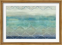 Framed Abstract Waves Blue/Gray