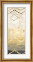 Framed Abstract Waves Black/Gold Panel I
