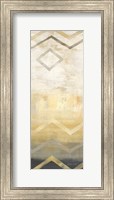 Framed Abstract Waves Black/Gold Panel I
