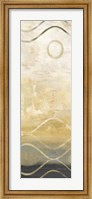 Framed Abstract Waves Black/Gold Panel IV