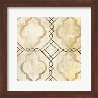 Framed Abstract Waves Black/Gold Tiles I