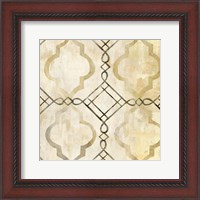 Framed Abstract Waves Black/Gold Tiles I