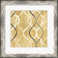 Framed Abstract Waves Black/Gold Tiles II