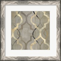 Framed Abstract Waves Black/Gold Tiles III