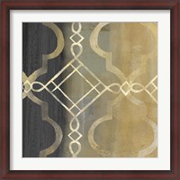 Framed Abstract Waves Black/Gold Tiles IV