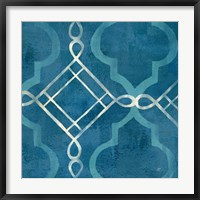 Framed Abstract Waves Blue/Gray Tiles I