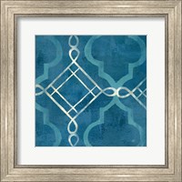 Framed Abstract Waves Blue/Gray Tiles I
