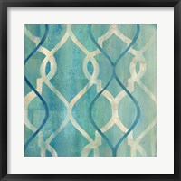 Framed Abstract Waves Blue/Gray Tiles II