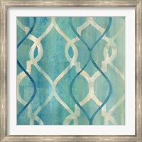 Framed Abstract Waves Blue/Gray Tiles II