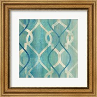 Framed Abstract Waves Blue/Gray Tiles II